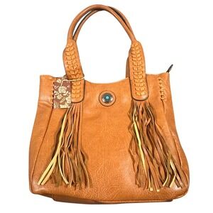 NWT Sam & Hadley Tan Tote Bag with Tassels Women's Carryall